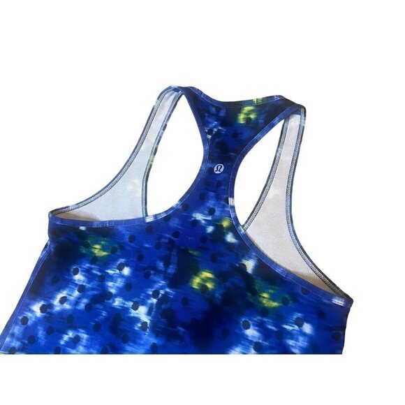 Lululemon Cool Racerback Windy Blooms Sapphire Blue Multi Tank Size 2 - Picture 5 of 5